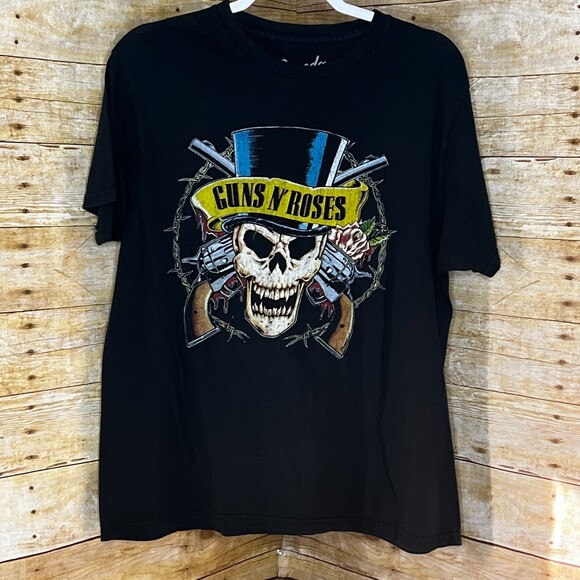 BRAVADO VINTAGE GRAPHIC GUNS & ROSES BLACK CREW NECK TEE BAND CONCERT 80'S 90'S - Picture 1 of 3